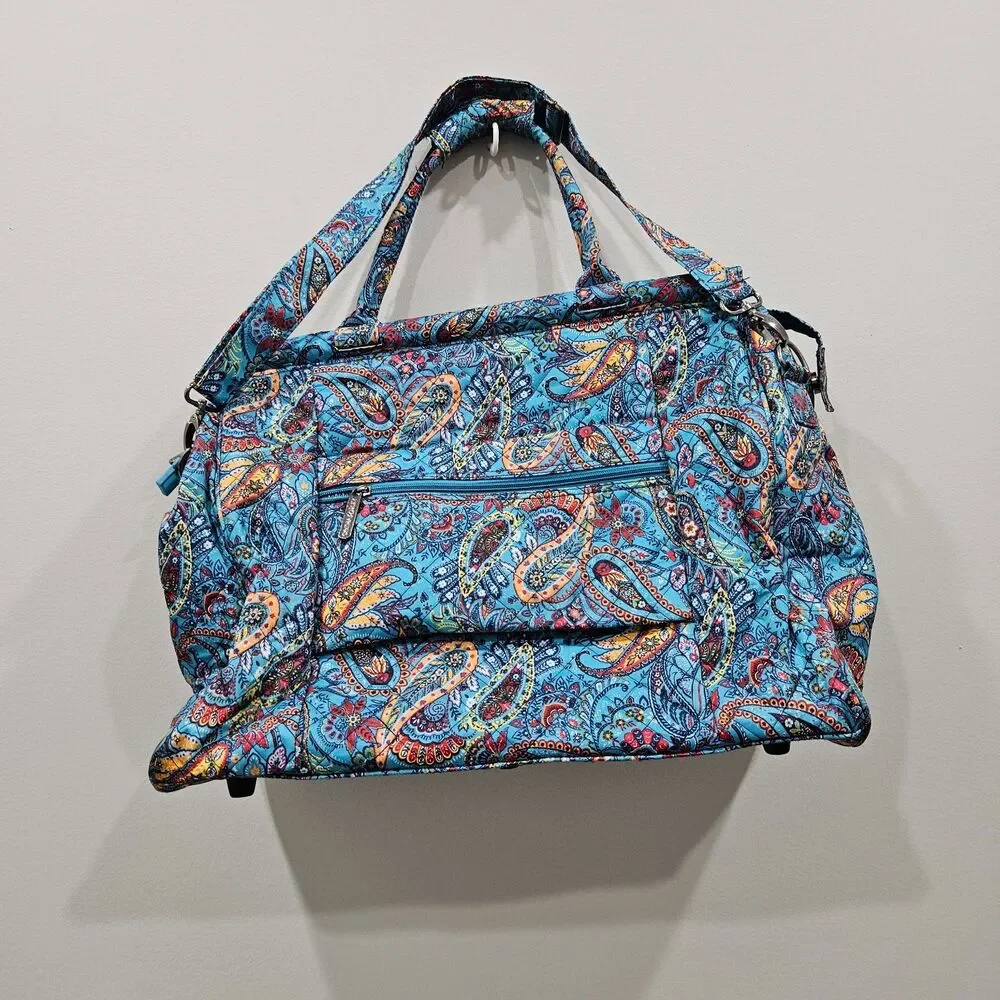 Cynthia Rowley Quilted Paisley Tote Blue Multicolor Colorful Paisley Travel Bag